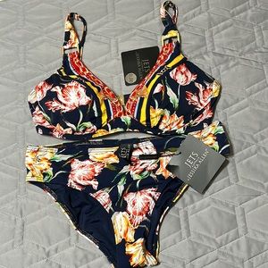 ⭐️NWT Jets Australia Designer Bikini Set. Top Size 12 (D-DD36), Bottom Sz 10